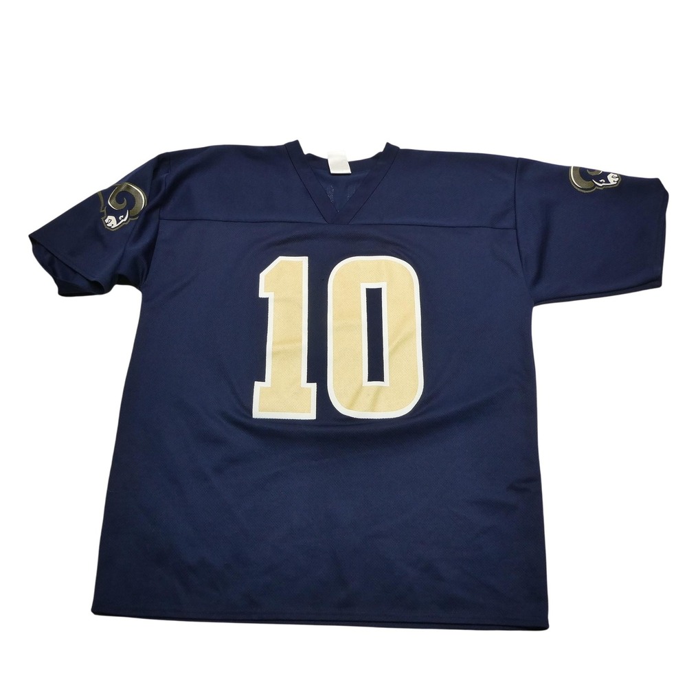 St Louis Rams Football Jersey Mens XL Navy Blue NFL Team Marc Bulger 10